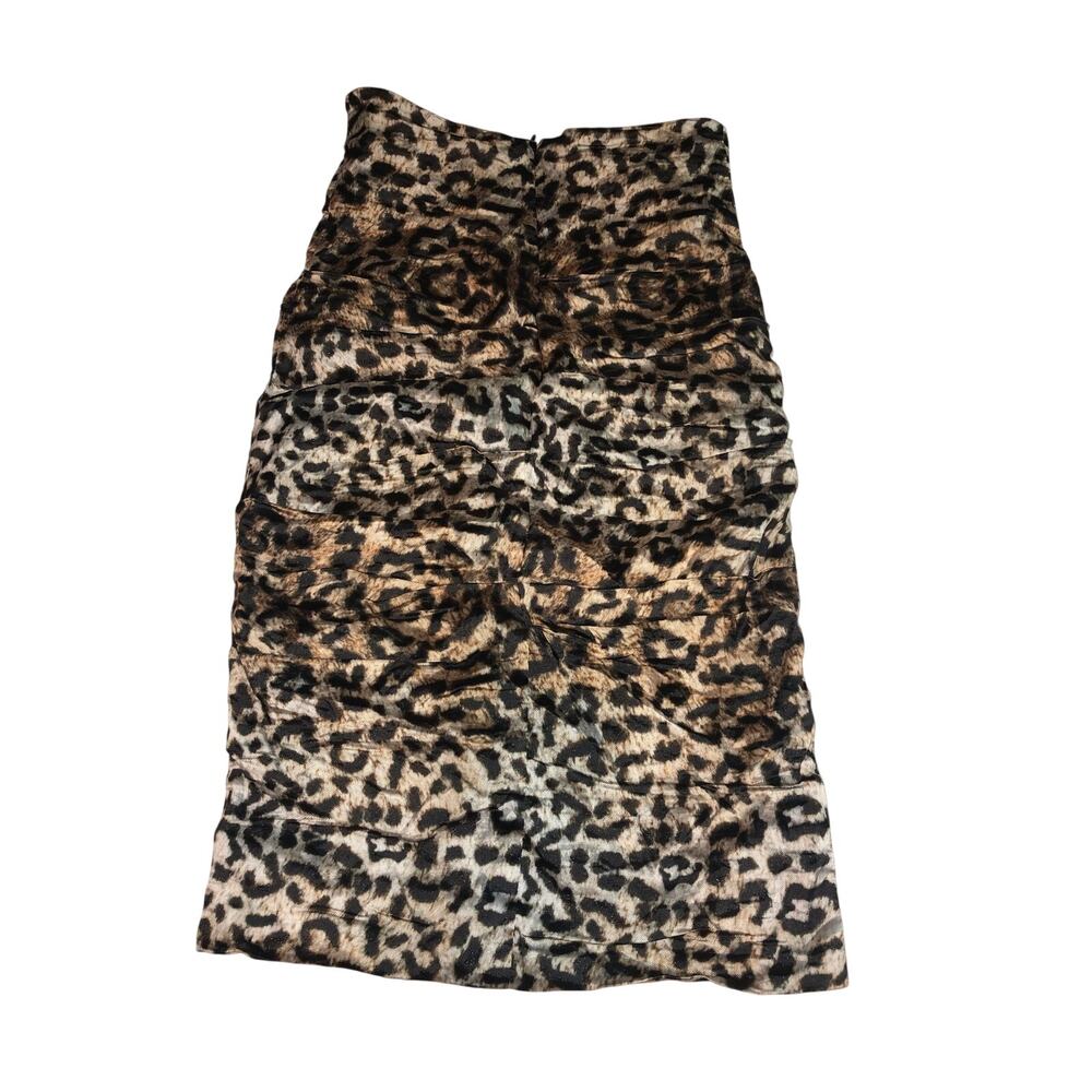 Vintage Nicole Miller Collection Leopard Print Ruched Skirt Size 0 Mob Wife 90s